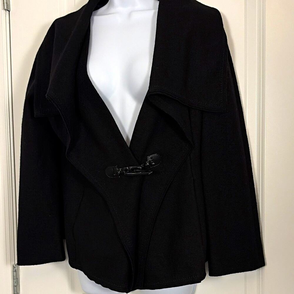 Cole Haan Black Wool Alpaca Toggle Front Collared Jacket Women's Size 8 RN54163